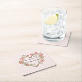 Blush Roze Romantische Rode Roos Bloemen Hart Huwe Kartonnen Onderzetters (Insitu)