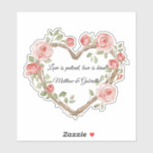 Blush Roze Romantische Rode Roos Bloemen Hart Huwe Sticker (Vel)