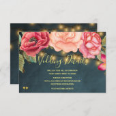 Blush roze romantische rozen bruiloft gast details informatiekaartje (Voorkant / Achterkant)