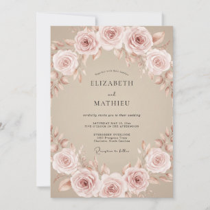 Blush Roze Romantische Trouwdag Kaart
