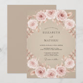 Blush Roze Romantische Trouwdag Kaart (Voorkant / Achterkant)