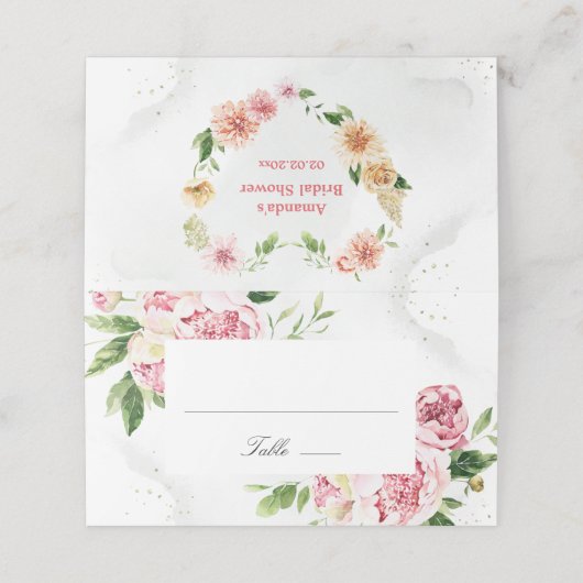 Blush roze Romantische zomerse Vrijgezellenfeest Plaatskaartje (Buitenkant ongevouwen)