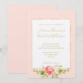 Blush Roze Rood Bloemen Kaart (Voorkant / Achterkant)