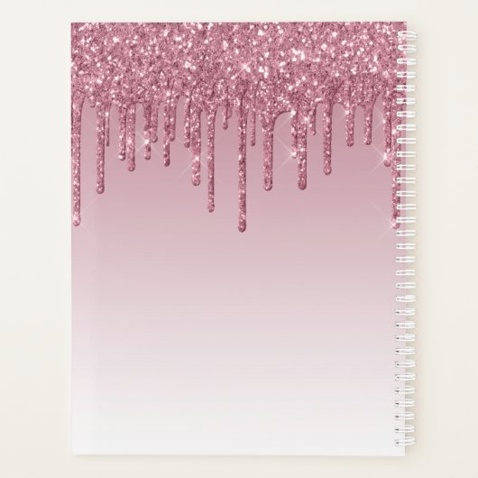 Blush roze rood Glitter Drift Girly Monogram Planner (Achterkant)
