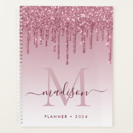 Blush roze rood Glitter Drift Girly Monogram Planner