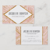 Blush roze rood Glitter Marble Pattern Glam Visitekaartje (Voorkant / Achterkant)
