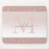 Blush roze rood Glitter Sparkle Monogram Muismat (Voorkant)