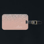 Blush roze rood zilver Glitter Monogram Bagagelabel<br><div class="desc">Roos Gold - Blush roze en Silver Sparkle Glitter Monogram Name Luggage Bag Label. Dit maakt de perfecte liefste 16 verjaardag,  bruiloft,  vrijgezellenfeest,  baby shower of vrijgezellenfeest cadeau voor iemand die haar kamer in stijl versiert.</div>