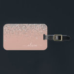 Blush roze rood zilver Glitter Monogram Bagagelabel<br><div class="desc">Roos Gold - Blush roze en Silver Sparkle Glitter Monogram Name Luggage Bag Label. Dit maakt de perfecte liefste 16 verjaardag,  bruiloft,  vrijgezellenfeest,  baby shower of vrijgezellenfeest cadeau voor iemand die haar kamer in stijl versiert.</div>