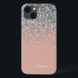 Blush roze rood zilver Glitter Monogram Case-Mate iPhone Case<br><div class="desc">Roos Gold - Blush roze en Silver Faux Sparkle en Dripping Glitter Brushed Metal Monogram Name and Initiaal Phone. Dit maakt de perfecte liefhebbende 16 verjaardag,  bruiloft,  vrijgezellenfeest,  verjaardagsdag,  baby shower of vrijgezellenfeest voor iemand die van luxe glam en stijl houdt.</div>