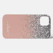 Blush roze rood zilver Glitter Monogram Case-Mate iPhone Case (Achterkant (horizontaal))