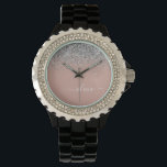 Blush roze rood zilver Glitter Monogram Horloge<br><div class="desc">Roos Gold - Blush roze en Silver Sparkle Glitter Script Monogram Name Watch. Dit maakt het perfecte afstuderen,  de verjaardag,  de bruiloft,  het vrijgezellenfeest,  de verjaardag,  het baby shower of het bachelorette feest cadeau voor iemand die van glam luxe en chic stijlen houdt.</div>