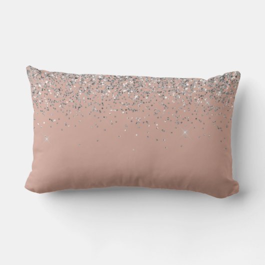 Blush roze rood zilver Glitter Monogram Kussen (Achterkant)