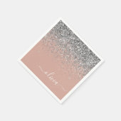 Blush roze rood zilver Glitter Monogram Servet (Hoek)