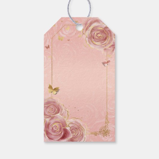 Blush roze roodbruinkroon bedankt voor je plezier cadeaulabel (Achterkant)