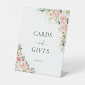 Blush roze roodkaarten en cadeaubonnen reclamebord met voetstuk (Voorkant)