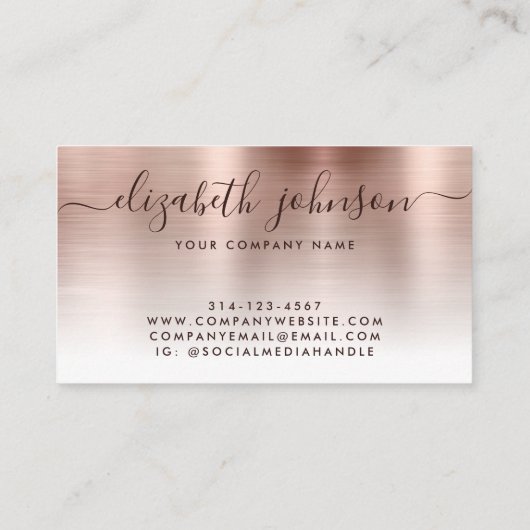 Blush roze roodroodbruin geborsteld metaal stijlvo visitekaartje (Achterkant)