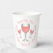 Blush Roze Roos All Day Rosé Wijn Bruidscadeau Papieren Bekers (Voorkant)