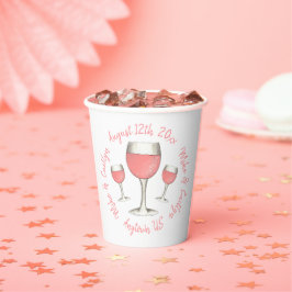 Blush Roze Roos All Day Rosé Wijn Bruiloftsborrel Papieren Bekers