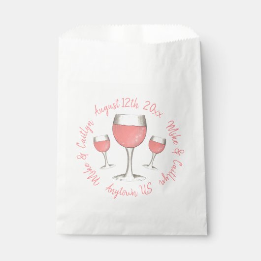 Blush Roze Roos All Day Rosé Wijn Bruiloftsfeest Bedankzakje (Voorkant)