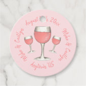 Blush Roze Roos Allerdaagse Rosé Wijn Bruiloftsfee Bedankjes Labels (Voorkant)