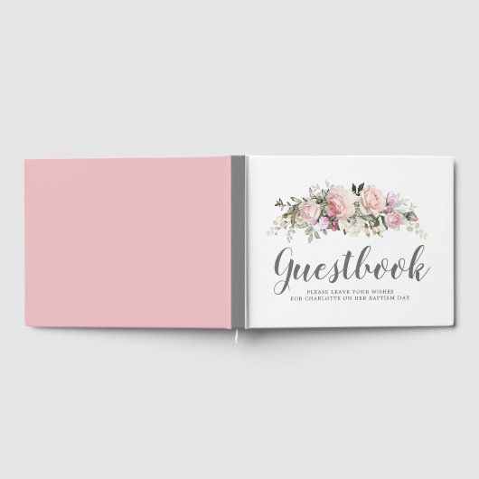 Blush roze roos bloemendoop gastenboek (Volledig)