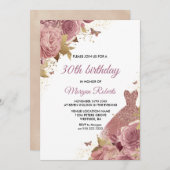 Blush Roze Roos Dress 30th Birthday Party Kaart (Voorkant / Achterkant)