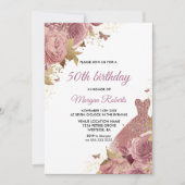 Blush roze Roos Dress 50th Birthday Party Kaart (Voorkant)