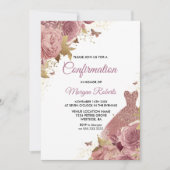 Blush Roze Roos Dress Bevestiging Kaart (Voorkant)