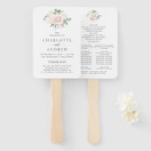 Blush roze Roos Eucalyptus Weddenschap Handwaaier (Voorkant en achterkant)
