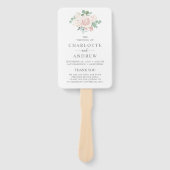 Blush roze Roos Eucalyptus Weddenschap Handwaaier (Voorkant)