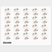 Blush Roze Roos Floral White Hartelijk dank Ronde Sticker (Vel)