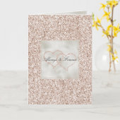 Blush Roze Roos Glitter Hearts Weddenschap Kaart (Gele Bloem)