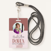 Blush Roze & Roos Gold Birth Foto Doula Badge (Voorkant met draagriem)
