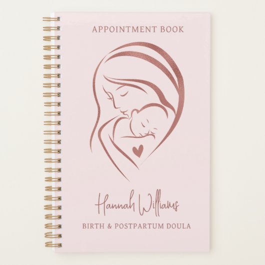 Blush Roze & Roos Gold Birth & Postpartum Doula Planner (Voorkant)