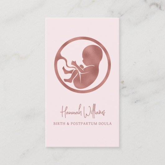Blush Roze & Roos Gold Birth & Postpartum Doula Visitekaartje (Voorkant)