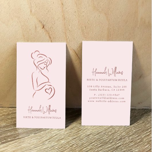 Blush Roze & Roos Gold Birth & Postpartum Doula Visitekaartje