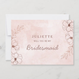 Blush Roze & Roos Gold Bridesmaid-voorstel Kaart