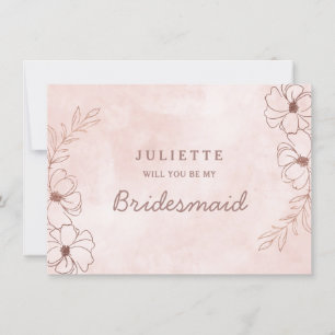 Blush Roze & Roos Gold Bridesmaid-voorstel Kaart