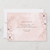Blush Roze & Roos Gold Bridesmaid-voorstel Kaart (Achterkant)