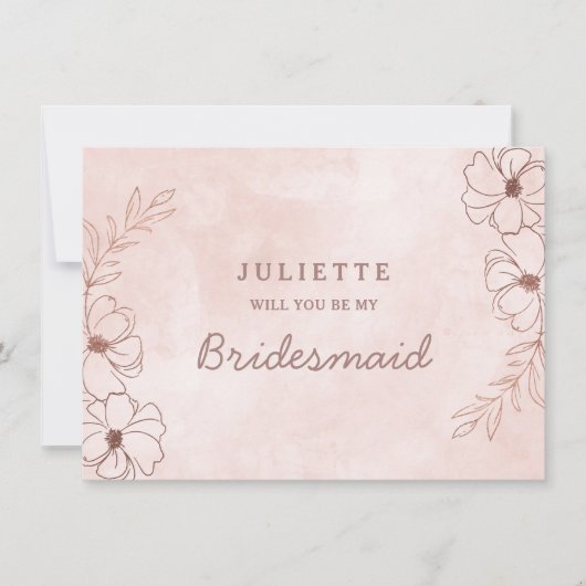 Blush Roze & Roos Gold Bridesmaid-voorstel Kaart (Voorkant)