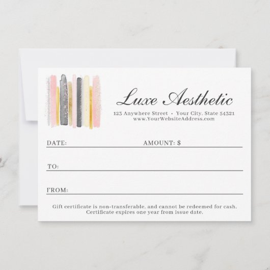 Blush Roze & Roos Gold Chic Chic Certificate Kaart (Achterkant)