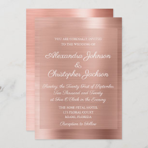Blush roze - Roos Gold Elegant Wedding Invitation Kaart