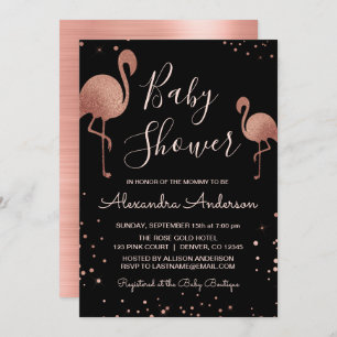 Blush roze - Roos Gold Flamingo Baby shower Kaart