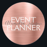 Blush roze - Roos Gold Foil Event Planner Seal Ronde Sticker<br><div class="desc">Blush roze - Roos Gold Foil Event Planner Envelope of Gift Package Seal. De naam en het beroep van de bedrijfscontactpersoon kunnen worden gewijzigd om voor elk type bedrijf te worden gebruikt. Neem contact op met de ontwerper voor extra overeenkomende objecten.</div>