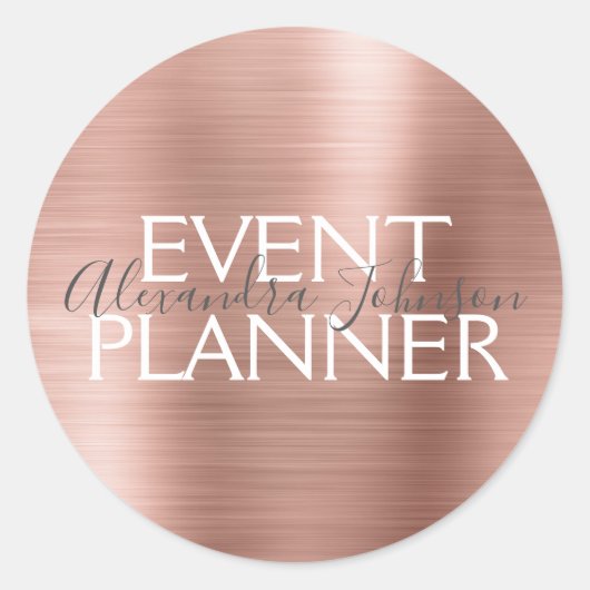 Blush roze - Roos Gold Foil Event Planner Seal Ronde Sticker (Voorkant)