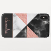 Blush roze - Roos Gold Geometric Marble Luxury Case-Mate iPhone Case (Achterkant (horizontaal))