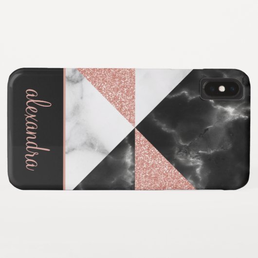 Blush roze - Roos Gold Geometric Marble Luxury Case-Mate iPhone Case (Achterkant (horizontaal))