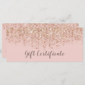 Blush Roze & Roos Gold Glitter Cadeaubon (Voorkant / Achterkant)