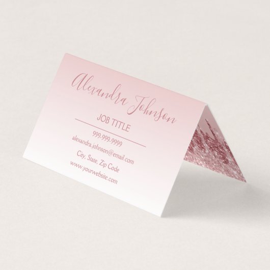 Blush roze - Roos Gold Glitter en Sparkle Visitekaartje (Achterkant)